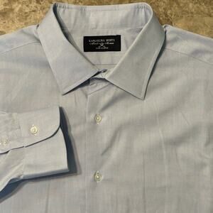 Kamakura Shirt Mens 2XL Blue Solid Cotton Blend Long Sleeve Button Made In Japan